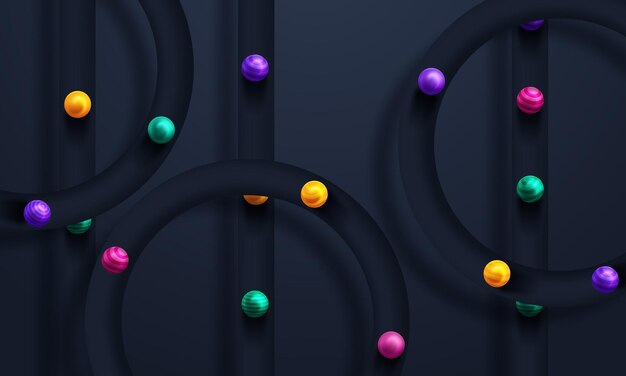 Fondo con bolas realistas ilustración vectorial