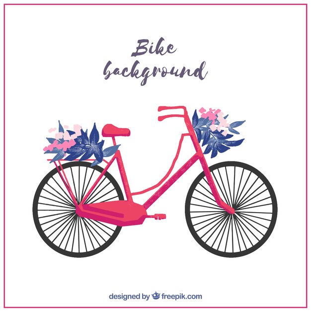 Fondo de bonita bicicleta con adornos florales