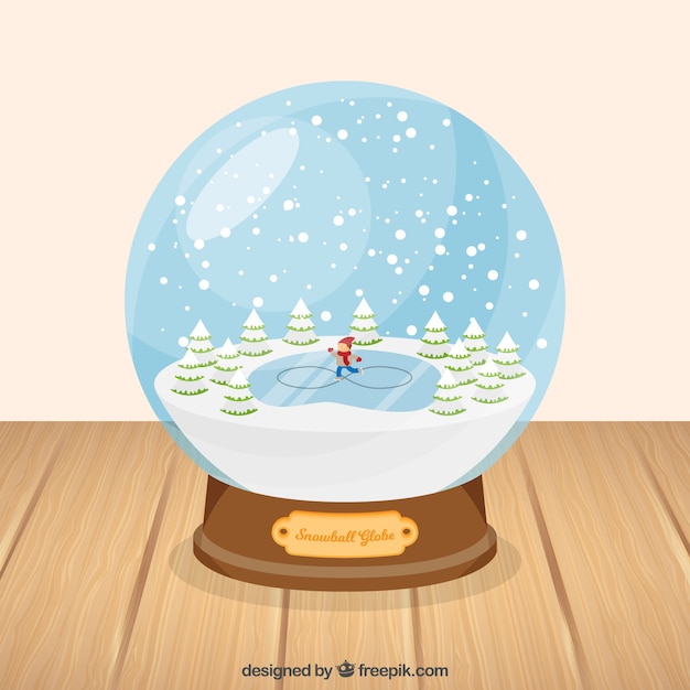 Fondo de bonita bola de nieve en diseño plano  
