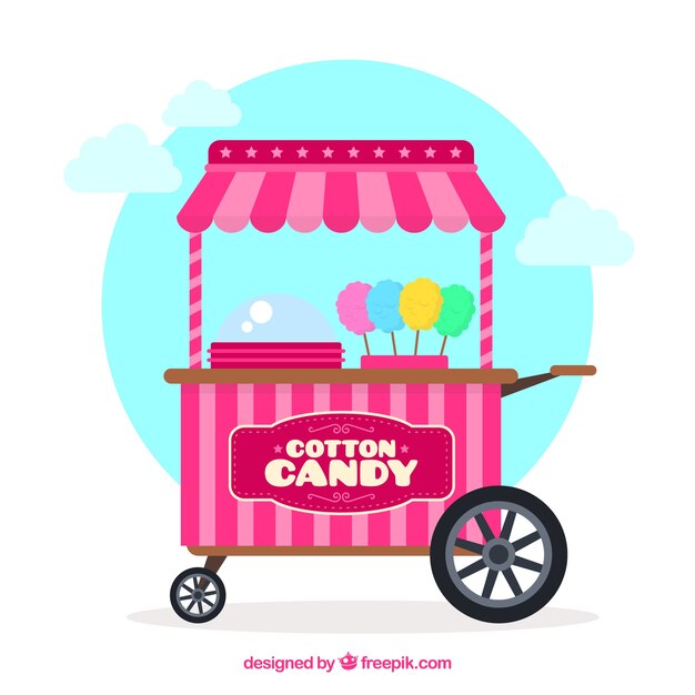 Fondo de bonito carrito rosa de algodón de azúcar