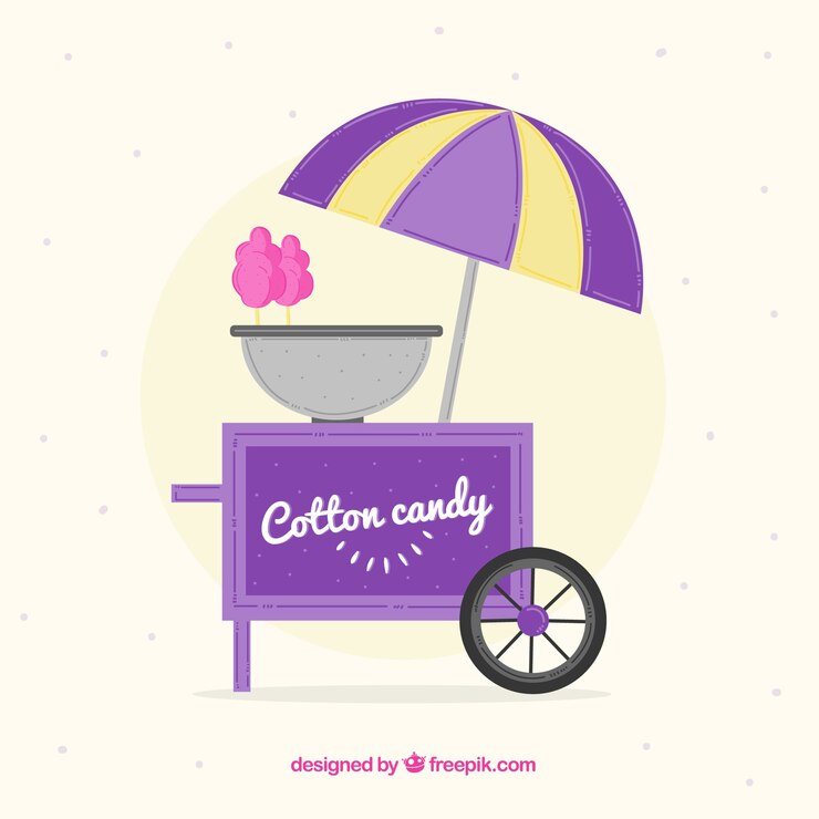 Vector gratuito fondo de bonito carrito vintage de algodones de azúcar