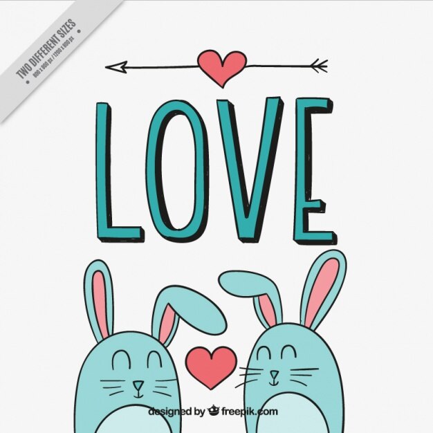 Vector gratuito fondo bonito con conejos enamorados