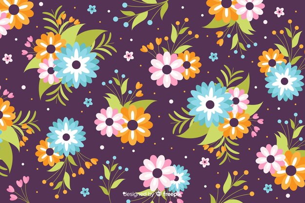 Fondo bonito de flores en diseño plano