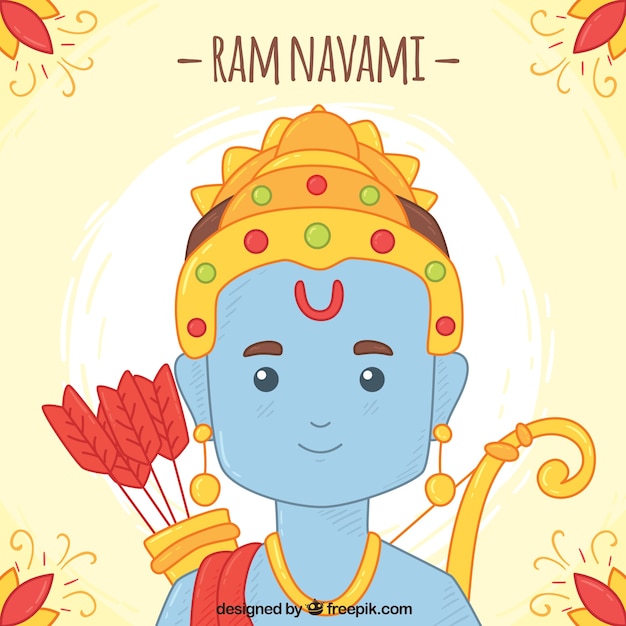 Vector gratuito fondo bonito para ram navami dibujado a mano