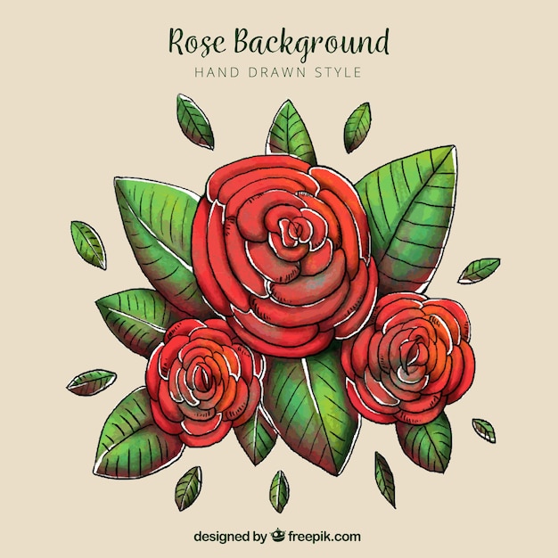 Vector gratuito fondo bonito de rosas dibujadas a mano