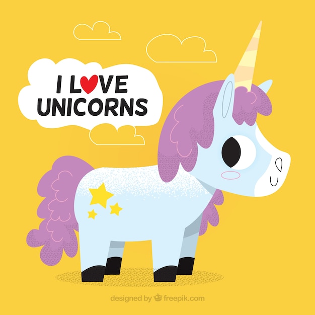 Vector gratuito fondo de bonito unicornio con un mensaje