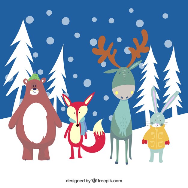 Fondo de bonitos animales dibujados a mano 