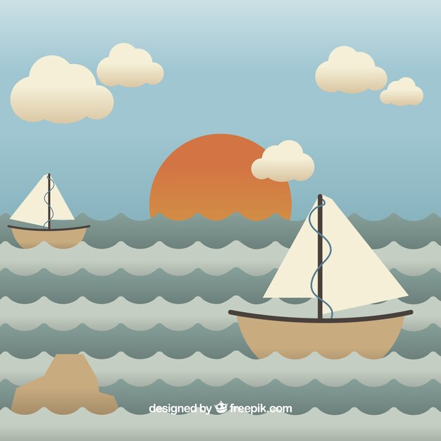 Fondo de bonitos barcos en el mar 