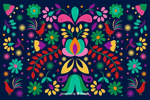Fondo bordado floral dibujado