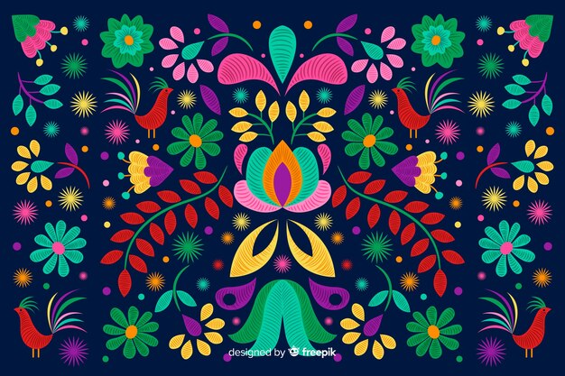 Fondo bordado floral dibujado
