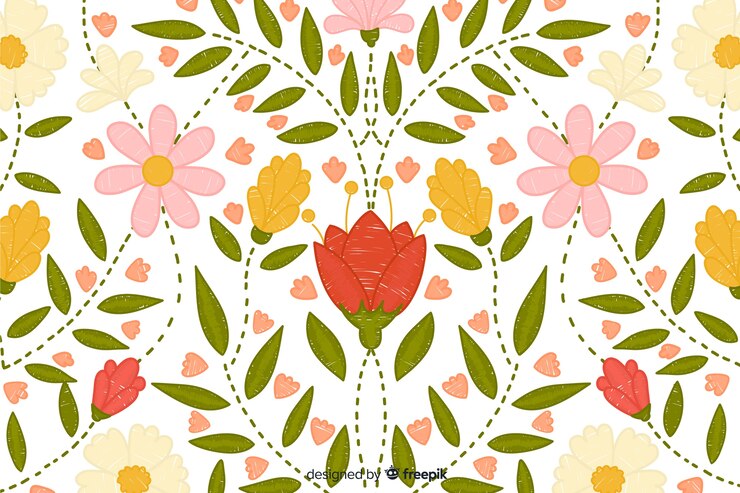 Vector gratuito fondo bordado floral hecho a mano