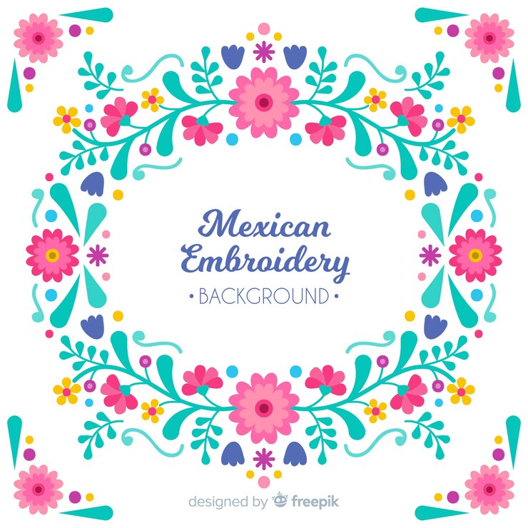 Vector gratuito fondo bordado floral mejicano