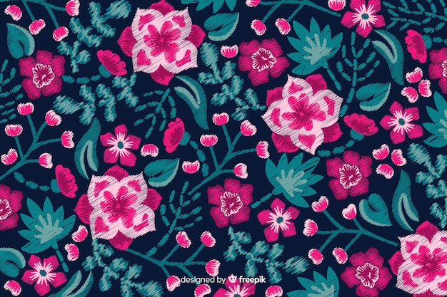 Vector gratuito fondo de bordado floral