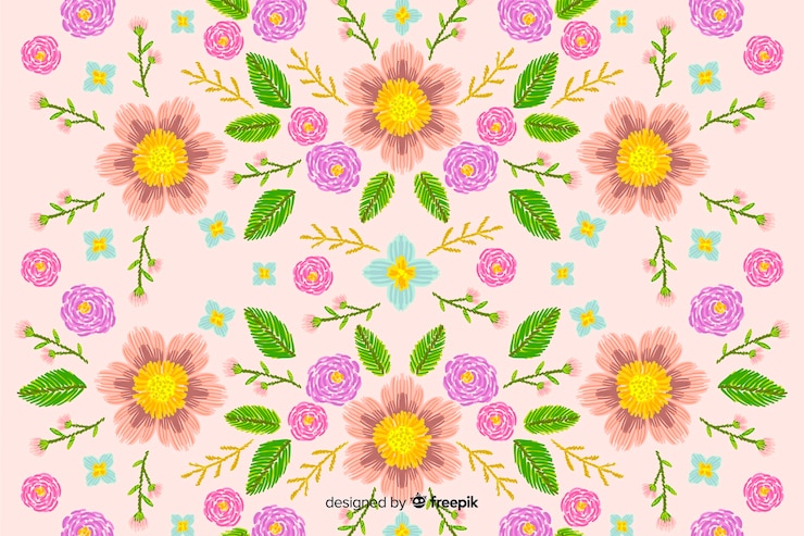 Vector gratuito fondo bordado floral