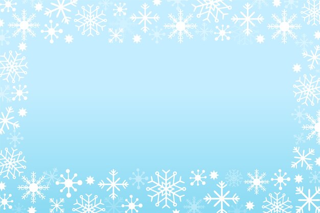 Fondo de borde azul de copo de nieve dibujado a mano