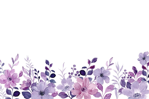 Vector gratuito fondo de borde floral púrpura acuarela