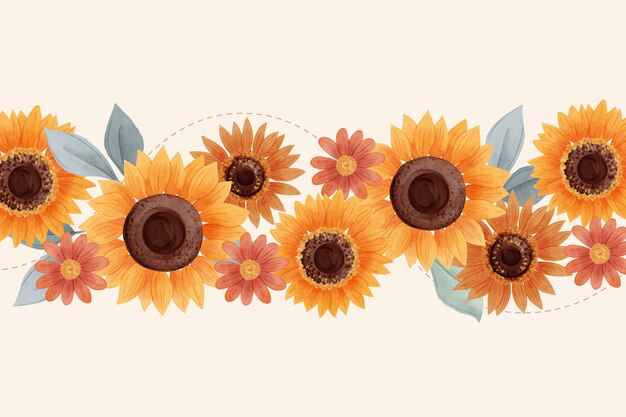 Fondo de borde de girasol florecido