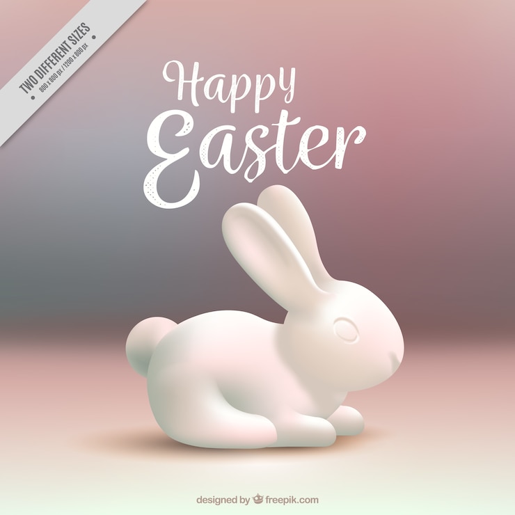 Vector gratuito fondo borroso con el conejo de pascua blanco