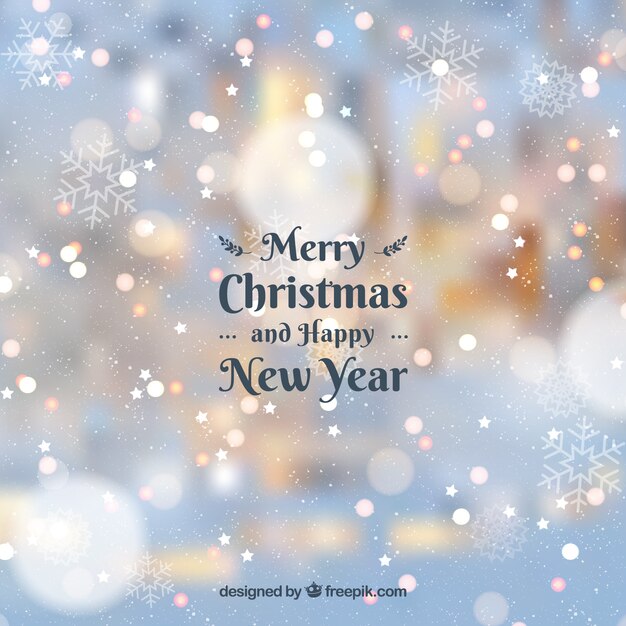 Fondo borroso feliz navidad y feliz año nuevo