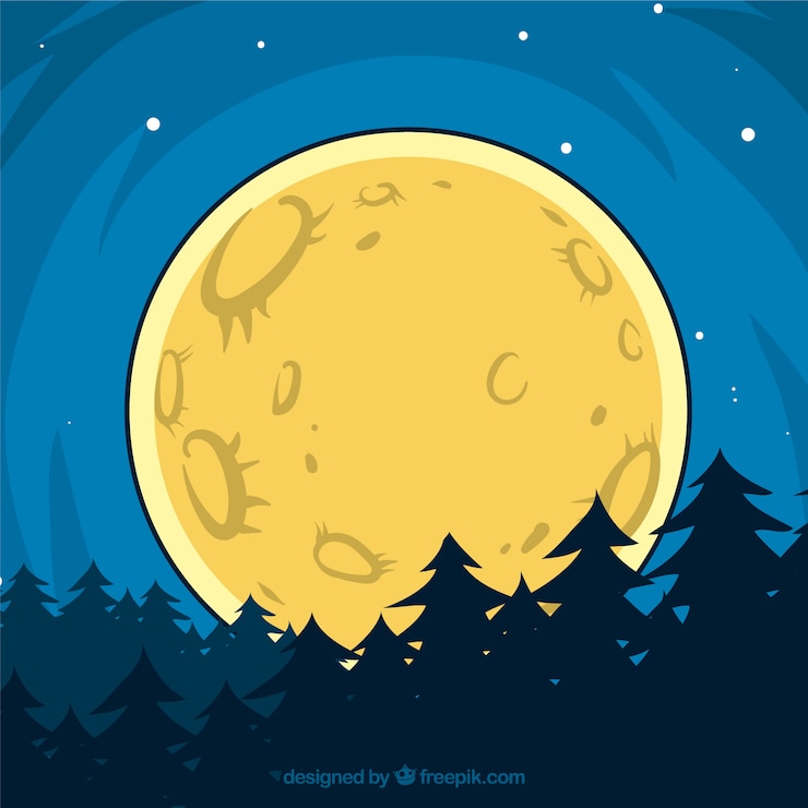 Vector gratuito fondo de bosque con luna dibujada a mano