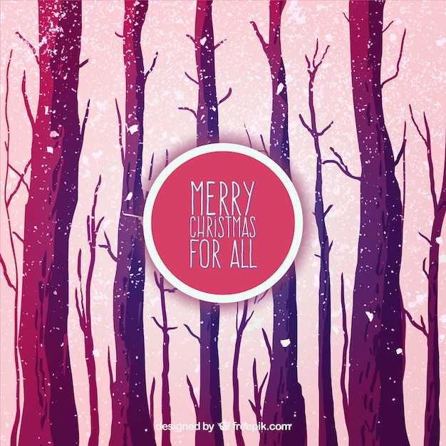 Vector gratuito fondo de bosque navideño en tonos morados