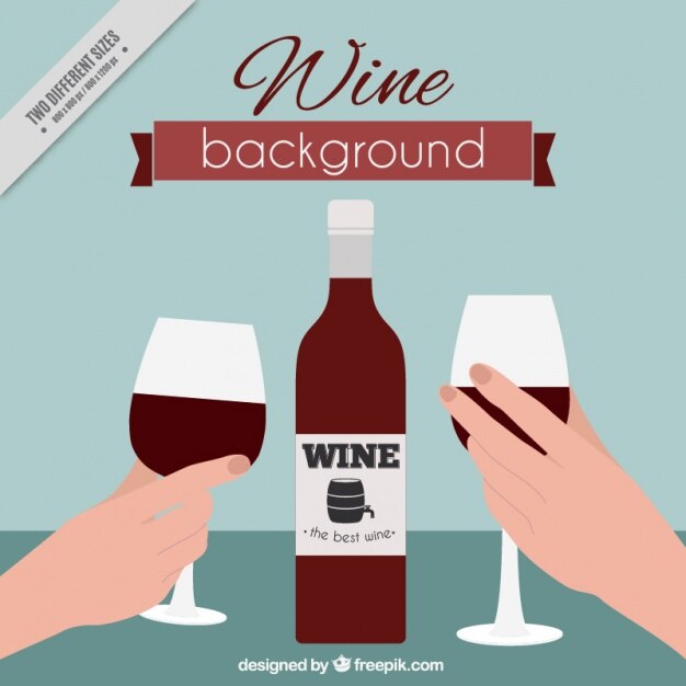 Fondo con la botella de vino y copas