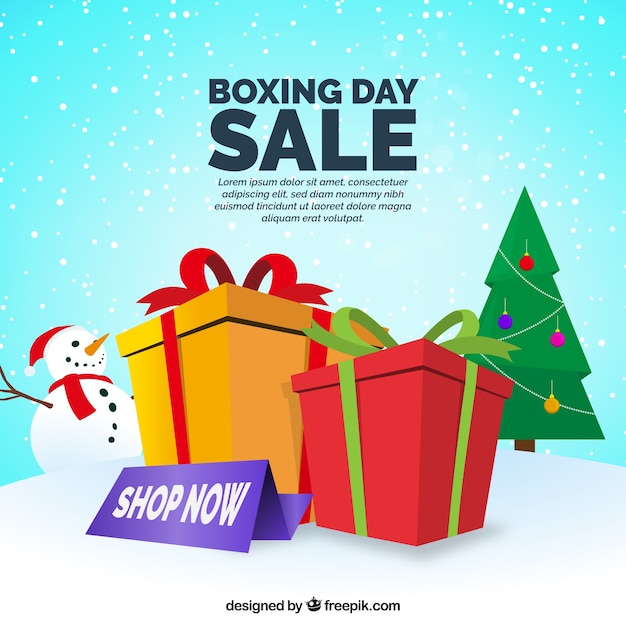 Fondo del boxing day con cajas de regalo