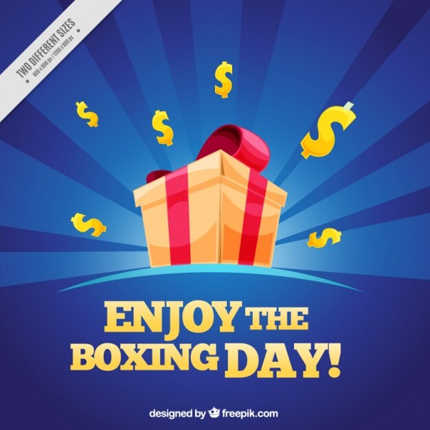 Vector gratuito fondo del boxing day con efecto de rayos de sol y símbolos del dólar