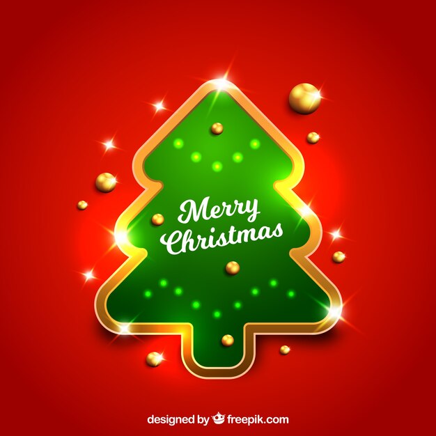Fondo con un brillante árbol de navidad