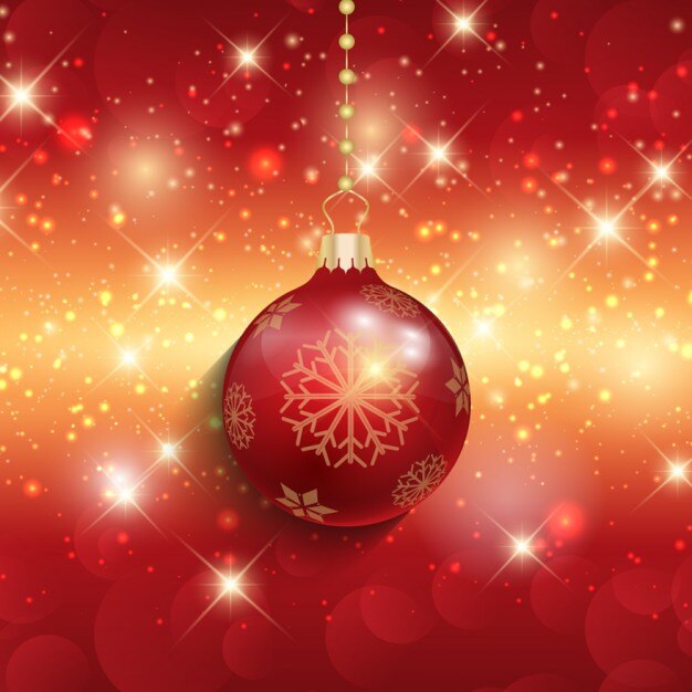 Fondo brillante con bola de Navidad realista
