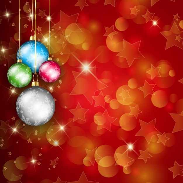 Vector gratuito fondo brillante con bolas de navidad coloridas