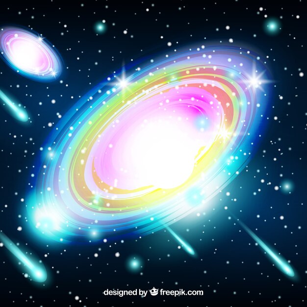 Fondo brillante y colorido de galaxia 