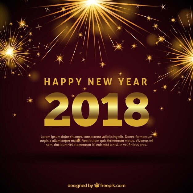 Fondo brillante dorado de año nuevo 2018