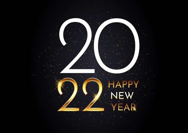Fondo brillante feliz año nuevo con diseño de letras doradas