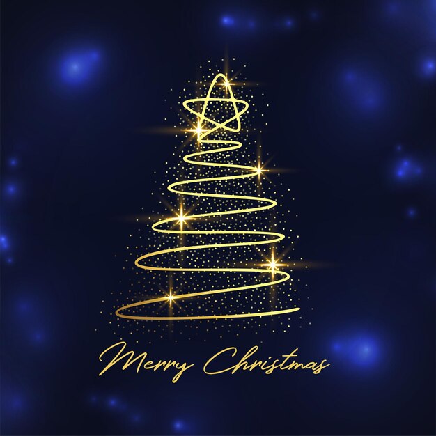 Fondo brillante de feliz navidad con ilustración de vector de árbol de navidad brillante