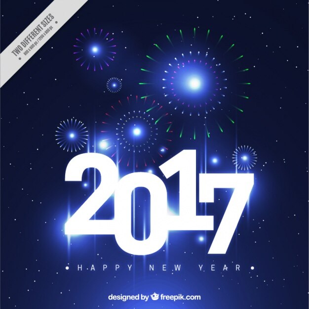 Fondo brillante con fuegos artificiales por el año nuevo