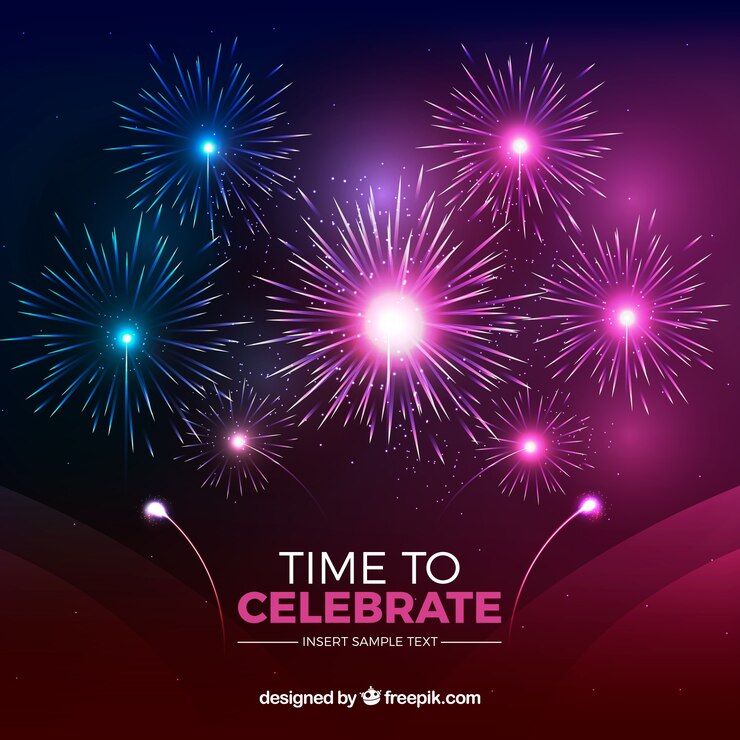 Vector gratuito fondo brillante con fuegos artificiales 