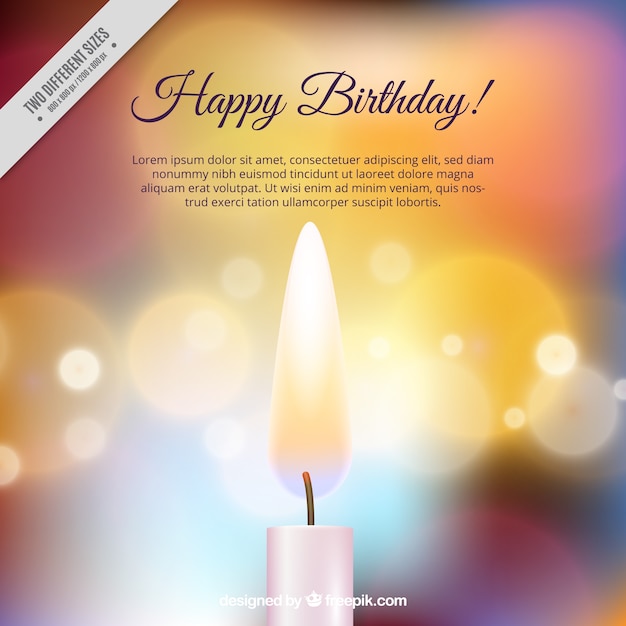 Fondo brillante con vela de cumpleaños y efecto bokeh