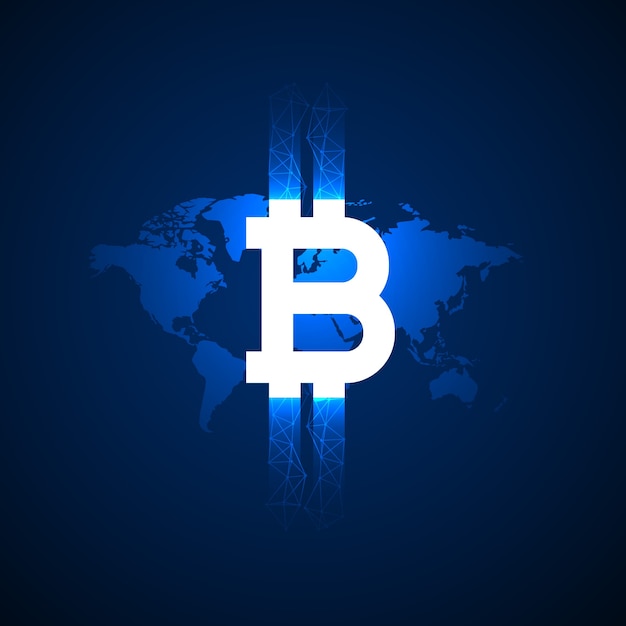 Fondo brilloso azul oscuro de bitcoin