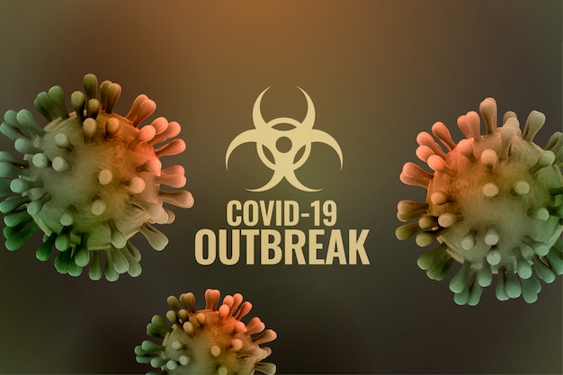 Fondo de brote pandémico de covornavirus con células de virus 3d