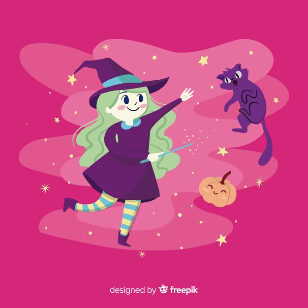 Fondo de bruja linda de halloween
