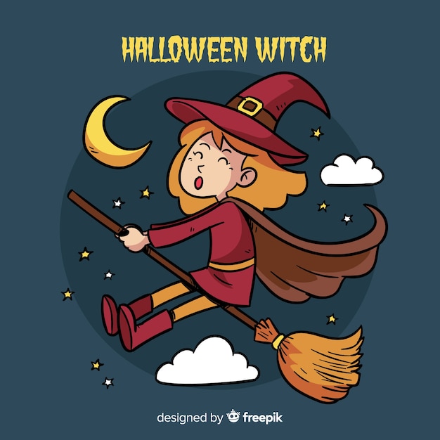 Vector gratuito fondo de bruja linda de halloween