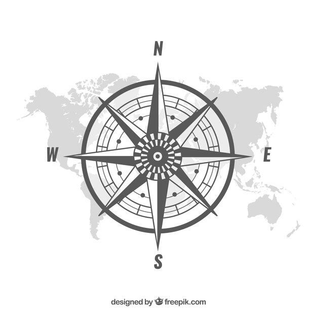 Fondo de la brújula del mapa plano