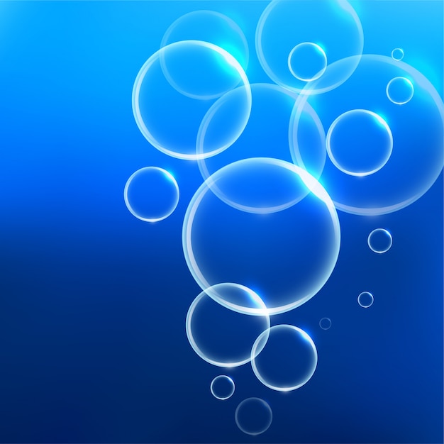 Fondo de burbujas de aire bajo el agua azul