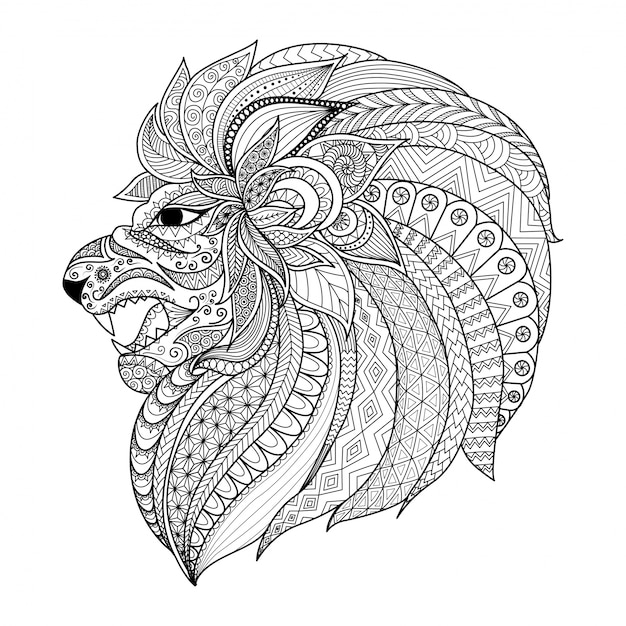 Fondo de cabeza de león dibujado a mano