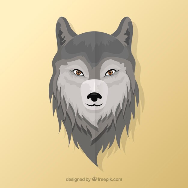 Fondo de cabeza de lobo en diseño plano 