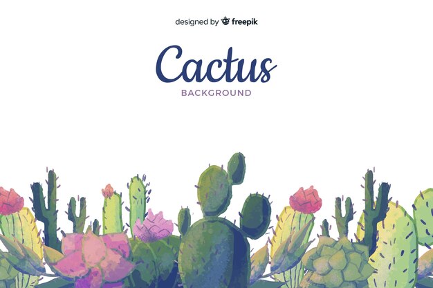 Fondo de cactus en acuarela