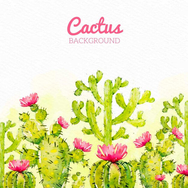 Fondo de cactus en acuarela