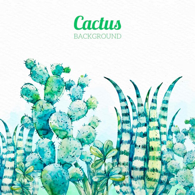 Fondo de cactus en acuarela
