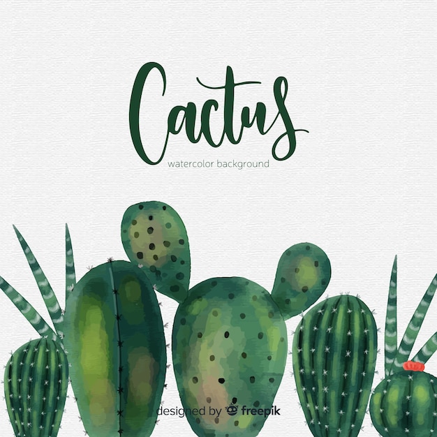 Fondo de cactus en acuarela